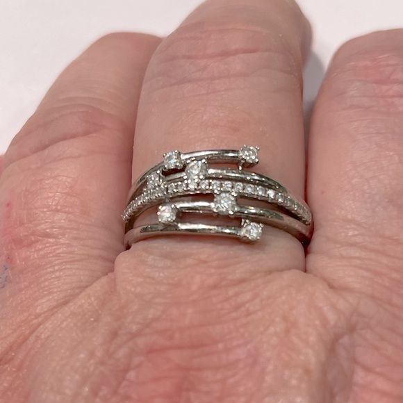 Scattered MOISSANITE BLING ring! 925 & Triple Rhodium Plated. Color D, VVS1 - Picture 1 of 7